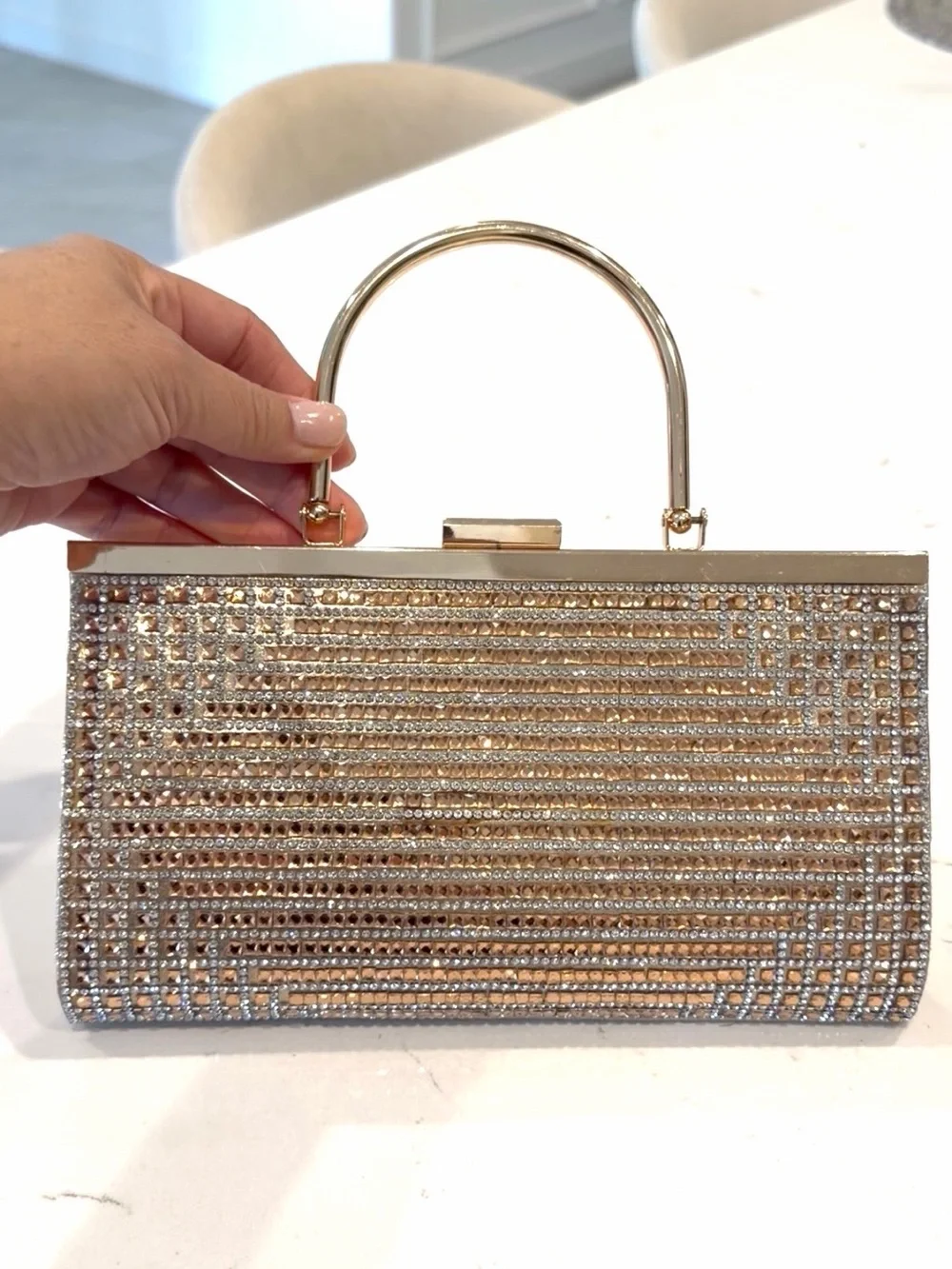 Gold Crystal-Studded Evening Clutch/handbag